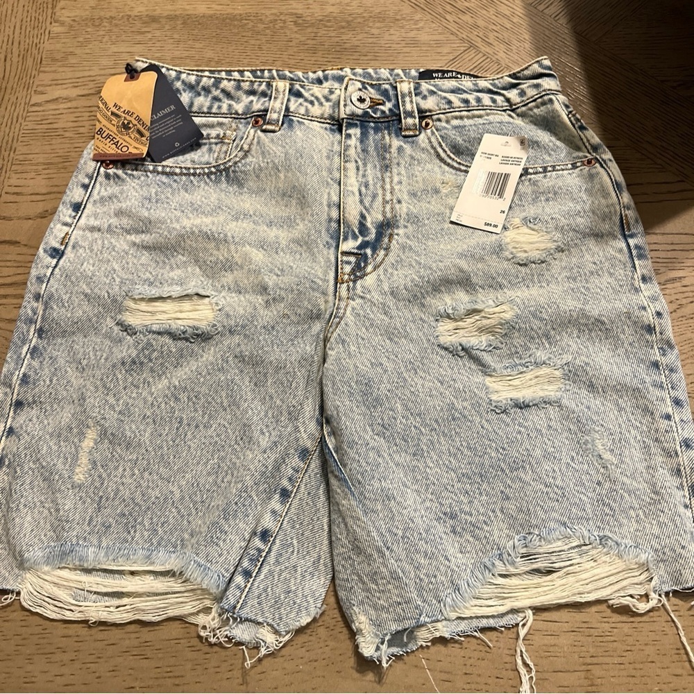 Buffalo David Binton Women's Maggie Mom Blue Jean Shorts New With Tags 26